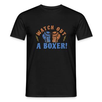 WATCH OUT A BOXER! - Männer T-Shirt - Schwarz - Vorne - AI Model Male 178 light (178cm)