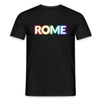 Texte arc-en-ciel ROME PRIDE - T-shirt homme - noir - Devant - AI Model Male 178 light (178cm)