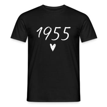 1955 coeur anniversaire - T-shirt homme - noir - Devant - AI Model Male 178 light (178cm)