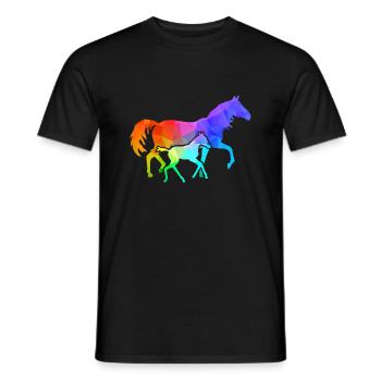 Jument avec poulain - T-shirt homme - noir - Devant - AI Model Male 178 light (178cm)