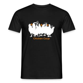 Chicken Coup - White Chickens on Black - Men's T-Shirt - black - Front - AI Model Male 178 light (178cm)