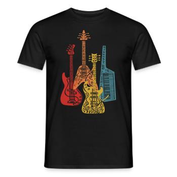 Vintage guitare guitariste guitare électrique bassiste électrique - T-shirt homme - noir - Devant - AI Model Male 178 light (178cm)