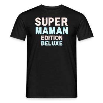 SUPER MAMAN édition deluxe pastel rose et bleu - T-shirt homme - noir - Devant - AI Model Male 178 light (178cm)