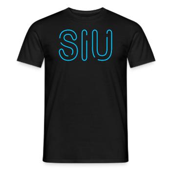 Mot jeunesse - Siu - police néon mince en bleu - T-shirt homme - noir - Devant - AI Model Male 178 light (178cm)