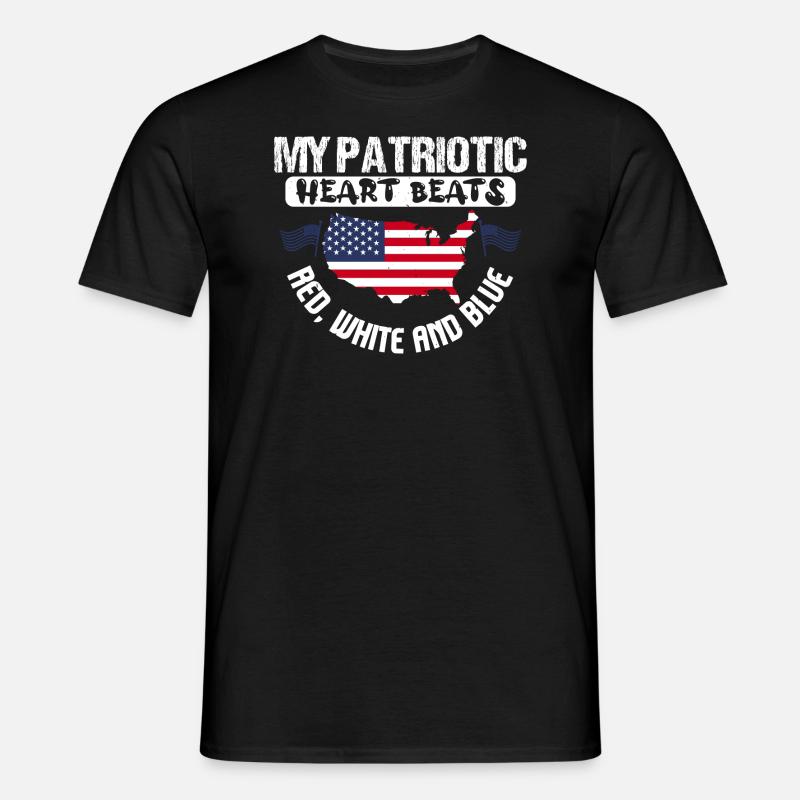 IL MIO CUORE PATRIOTTICO BATTE ROSSO BIANCO E BLU - Maglietta da uomo - nero