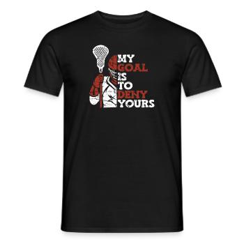 My Goal Is To Deny Yours Intercrosse Lax Spieler - Männer T-Shirt - Schwarz - Vorne - AI Model Male 178 light (178cm)