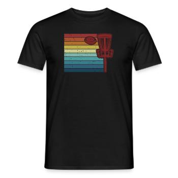 Retro Disc Golfer Frisbee Golf Basket Disc - Men's T-Shirt - black - Front - AI Model Male 178 light (178cm)