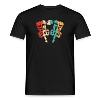 Retro Basket Disc Golfer Frisbee Golf - Men's T-Shirt - black - Front - AI Model Male 178 light (178cm)
