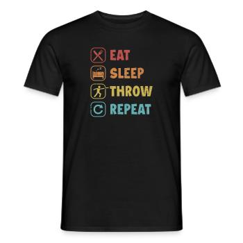 Eat Sleep Throw Repeat Frisbee Golf Basket Disc - Men's T-Shirt - black - Front - AI Model Male 178 light (178cm)