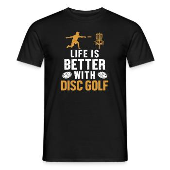 Life is Better with Disc Golf Frisbee Golf - Men's T-Shirt - black - Front - AI Model Male 178 light (178cm)