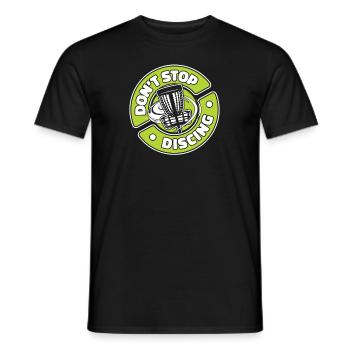 N’arrêtez pas de discing Disc Golfer Frisbee Golf - T-shirt homme - noir - Devant - AI Model Male 178 light (178cm)