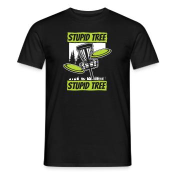 Stupid Tree Frisbee Golf Basket Disc Disc Golfer - Men's T-Shirt - black - Front - AI Model Male 178 light (178cm)