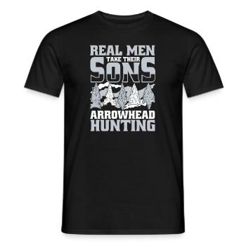 Real Men Take Their Sons Arrowhead Collecting - Men's T-Shirt - black - Front - AI Model Male 178 light (178cm)