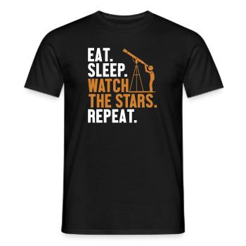 Eat Sleep Watch The Stars Repeat Cosmologist - Men's T-Shirt - black - Front - AI Model Male 178 light (178cm)