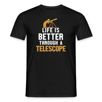 La vie est meilleure grâce à un cosmologiste de télescope - T-shirt homme - noir - Devant - AI Model Male 178 light (178cm)