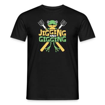 Jigging And Gigging Toad Tadpole Frog Catcher - Men's T-Shirt - black - Front - AI Model Male 178 light (178cm)