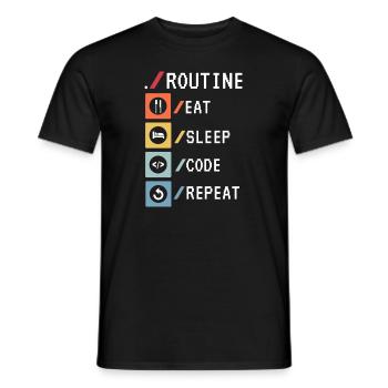 Routine Eat Sleep Code Repeat Developer Coder - Männer T-Shirt - Schwarz - Vorne - AI Model Male 178 light (178cm)