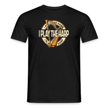 I Play The Harp Concert Harp Harp Music Harp - Men's T-Shirt - black - Front - AI Model Male 178 light (178cm)