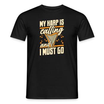 Ma harpe appelle la harpe de concert Harpe la musique - T-shirt homme - noir - Devant - AI Model Male 178 light (178cm)