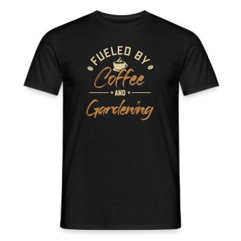 Fueled by Coffee and Gardening Allotment Garden - Men's T-Shirt - black - Front - AI Model Male 178 light (178cm)