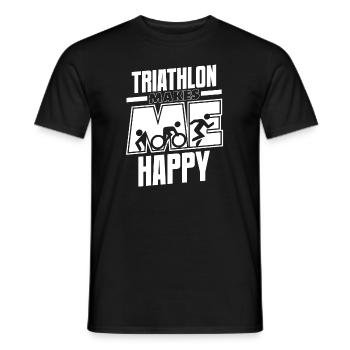 Triathlon Makes Me Happy Training Triathlonrad - Männer T-Shirt - Schwarz - Vorne - AI Model Male 178 light (178cm)