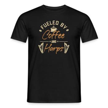 Alimenté par le café et les harpes Harpe de concert Harpe - T-shirt homme - noir - Devant - AI Model Male 178 light (178cm)