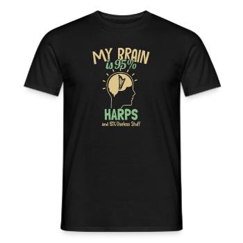My Brain is 95% Harps Harp Music Harp - Men's T-Shirt - black - Front - AI Model Male 178 light (178cm)