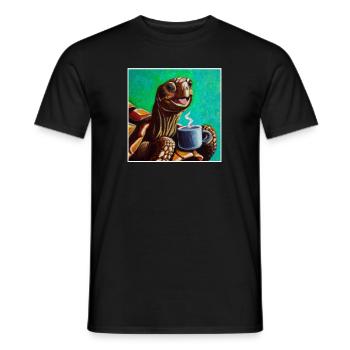Oilpainting Happy Turtle Turtle - Men's T-Shirt - black - Front - AI Model Male 178 light (178cm)