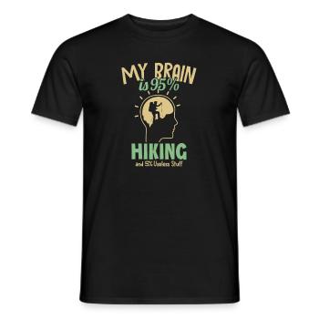 My Brain is 95% Hiking Trekking Bergwandern - Männer T-Shirt - Schwarz - Vorne - AI Model Male 178 light (178cm)