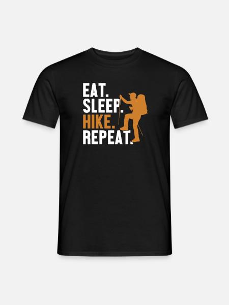 Eat Sleep Hike Repeat Mountain Hiking Hiking Trekking - Men's T-Shirt - black