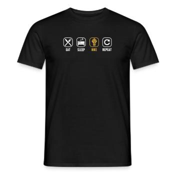 Eat Sleep Hike Repeat Trekking Mountain Hiking Hiking - Men's T-Shirt - black - Front - AI Model Male 178 light (178cm)
