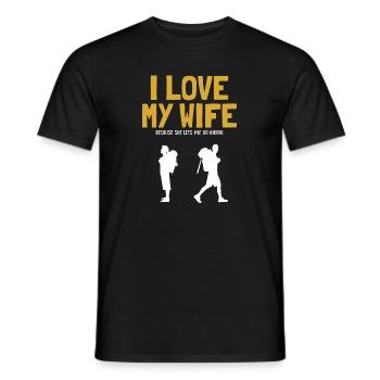 I love my Wife Hiking Mountain Hiking Hiking Trekking - Men's T-Shirt - black - Front - AI Model Male 178 light (178cm)