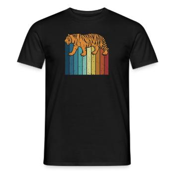 Retro Big Cat King Tiger Wildcat Siberian - Men's T-Shirt - black - Front - AI Model Male 178 light (178cm)