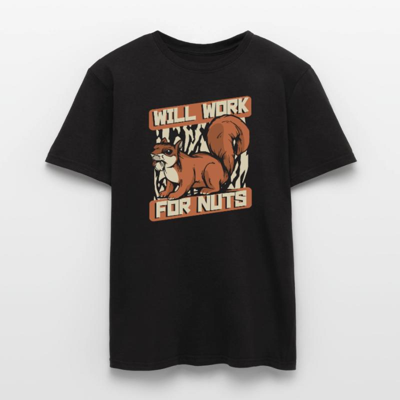 Will Work For Nuts Grey Squirrel Men's T-Shirt