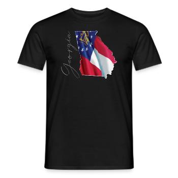 Georgia (USA) | Real Flag | Flag Map Script - Men's T-Shirt - black - Front - AI Model Male 178 light (178cm)