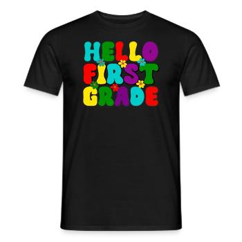 Bonjour première année, école, inscription à l’école, début de l’école - T-shirt homme - noir - Devant - AI Model Male 178 light (178cm)