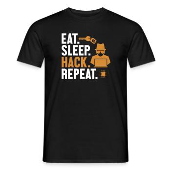 Manger Sleep Hack Répéter l’hameçonnage d’ingénierie sociale - T-shirt homme - noir - Devant - AI Model Male 178 light (178cm)