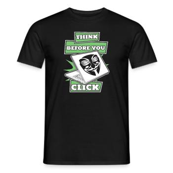 Réfléchissez avant de cliquer sur l’ingénierie sociale - T-shirt homme - noir - Devant - AI Model Male 178 light (178cm)