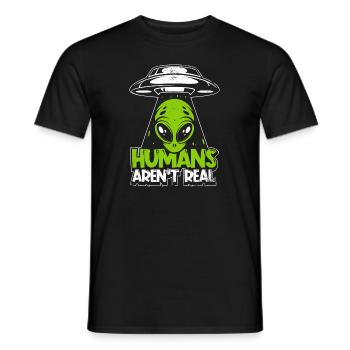 Les humains ne sont pas de vrais extraterrestres de conspiration d’OVNI - T-shirt homme - noir - Devant - AI Model Male 178 light (178cm)