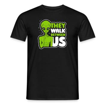 Ils marchent entre nous Ovni extraterrestre - T-shirt homme - noir - Devant - AI Model Male 178 light (178cm)