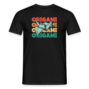 Retro Text Paper Crane Folding Owl Master Origami - Men's T-Shirt - black - Front - AI Model Male 178 light (178cm)