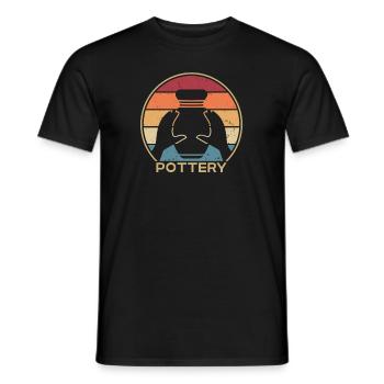Retro Pottery Wheel Hobby Pottery Pro Lover - Men's T-Shirt - black - Front - AI Model Male 178 light (178cm)