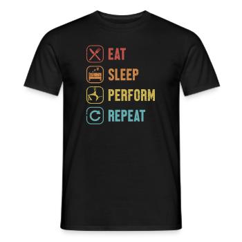 Essen, Schlafen, Wiederholen Sie Luftakrobatengymnastik - Männer T-Shirt - Schwarz - Vorne - AI Model Male 178 light (178cm)