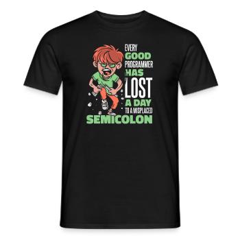 A perdu un jour à cause d’un codeur de points-virgules égaré - T-shirt homme - noir - Devant - AI Model Male 178 light (178cm)