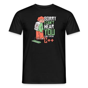 Vous ne pouvez pas entendre parler uniquement Codeur développeur C++ - T-shirt homme - noir - Devant - AI Model Male 178 light (178cm)