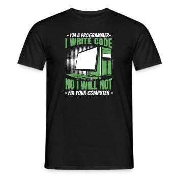 Non, je ne réparerai pas votre développeur informatique - T-shirt homme - noir - Devant - AI Model Male 178 light (178cm)