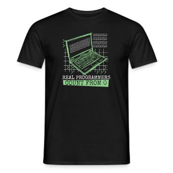 Real Programmers Count From 0 Developer Coder - Men's T-Shirt - black - Front - AI Model Male 178 light (178cm)
