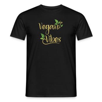 Vegan Vibes Vegan Vegans Plant-Based Vegetarian - Men's T-Shirt - black - Front - AI Model Male 178 light (178cm)