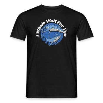 Je t’attends Béluga bleu Cachalot Baleine - T-shirt homme - noir - Devant - AI Model Male 178 light (178cm)