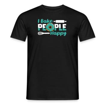 Je fais cuire des gens heureux Chef pâtissier Hobby Baker Baker Bakery - T-shirt homme - noir - Devant - AI Model Male 178 light (178cm)